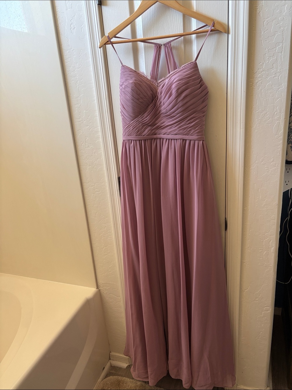 Azazie Dusty Rose Pleated Chiffon Gown